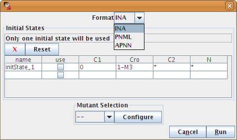 The Petri Net export dialog