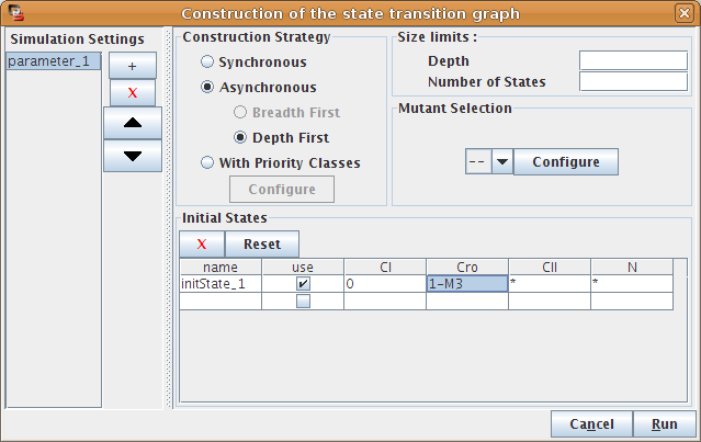 Simulation settings